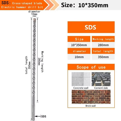 Concrete SDS plus Bit Cross Cutter Head Double Auger Hammer 110 160 210 350 500Mm Wall Brick Block Electric Hammer Masonry Bit