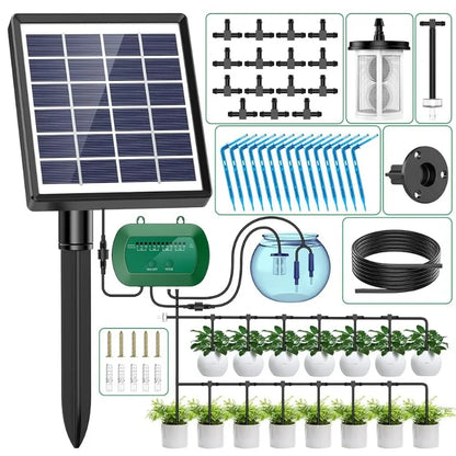 Solar Intelligent Irrigation Kit 6V 2W with Built-In 1800Mah Battery Irrigation for Potted Plants DIY Timed Watering Device