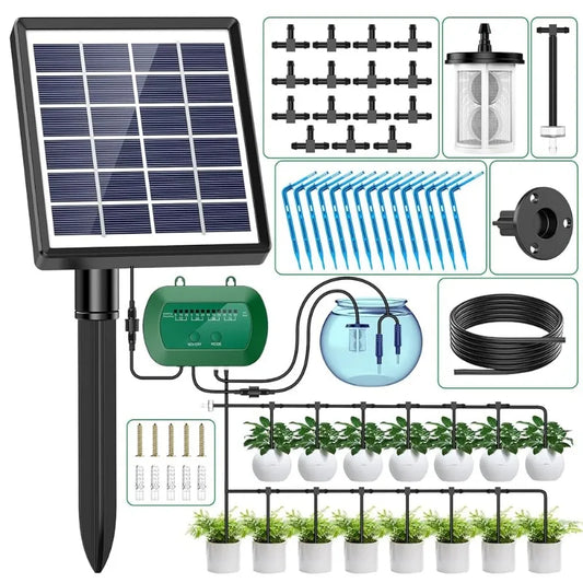 Solar Intelligent Irrigation Kit 6V 2W with Built-In 1800Mah Battery Irrigation for Potted Plants DIY Timed Watering Device