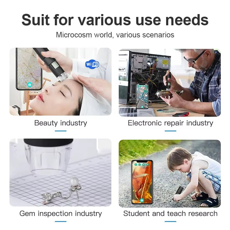 Wireless Digital Microscope 50X-1000X Magnification Flexible Stand for Android IOS Iphone PC Electronic Stereo Wifi Microscope