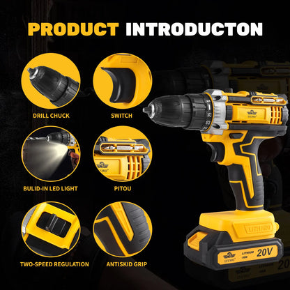Rechargeable Electric Hand Drill, Pistol Drill, Electric Screwdriver, Household Impact Hand Drill Tool,Use MT Battery