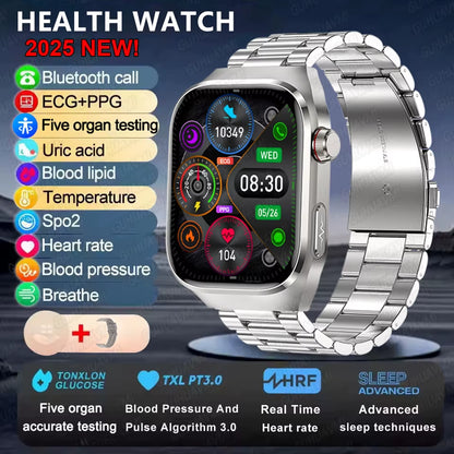2025New Micro Physical Examination Smart Watch for Men Uric Acid Body Fat Five Organ Health Watches Bluetooth Call Smartbracelet