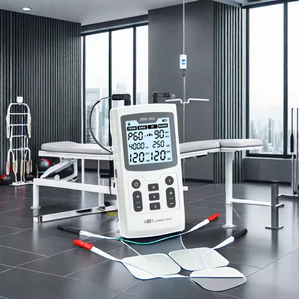 4 in 1 Electric Muscle Stimulator Interferential High-Frequency Physiotherapy Device EMS IFT RUSS TENS Pulse Electrostimulator