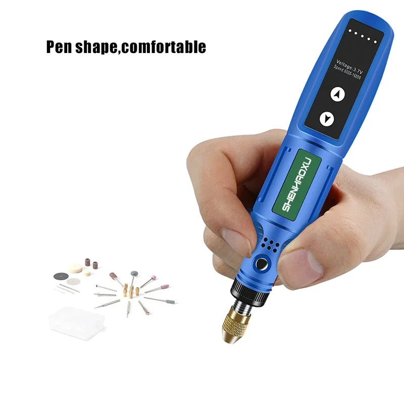 Electric Grinder USB Charging Speed Adjustment Forward and Reverse Carving Grinding Word Polishing Machine Cutting Mini Drill