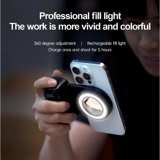 2025 Magsafe Smartphone Camera Shutter Grip Bluetooth Selfie Handle Camera Photo Stabilizer with Fill Light for Iphone Android