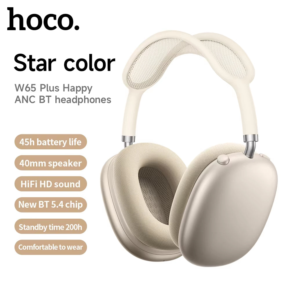 W65 plus Airpods Max ANC Noise Reduction Bluetoothe Headphone over Ear Big Earphones Hifi Headsets with Magnetic Earmuffs