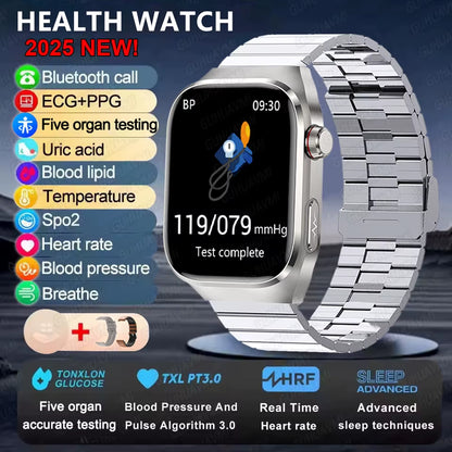 2025New Micro Physical Examination Smart Watch for Men Uric Acid Body Fat Five Organ Health Watches Bluetooth Call Smartbracelet
