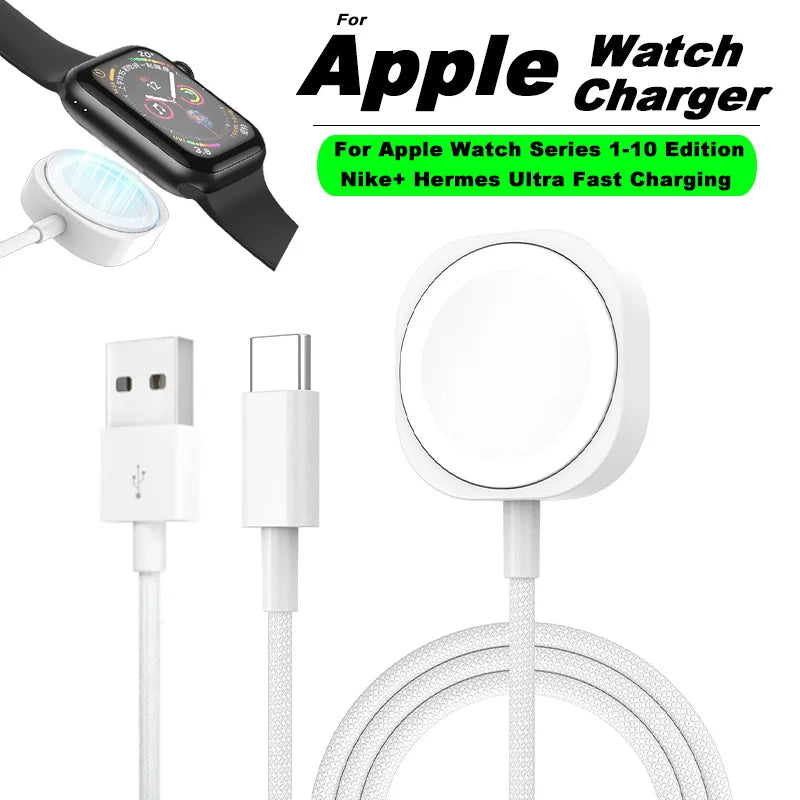 Magnetic Wireless Fast Charger for Apple Watch Series 10 9 8 7 6 5 4 3 2 1 Ultra Hermes Edition Portable Iwatch Charging Cable