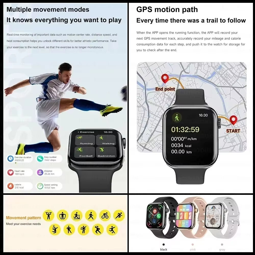 2026 New for Apple GPS Watch 10 Smart Watch Men HD AMOLED Memory Music 3D Surround Bluetooth Call Waterproof Smartwatch Woman