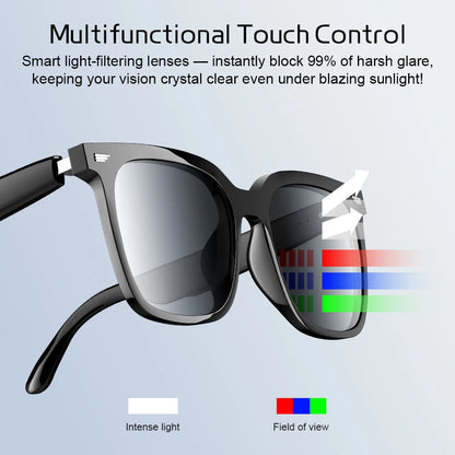 AI Sunglasses Wireless Bluetooth Earphones Stereo Sound Earbuds Touch Control Wireless Headphones Sports Headsets with HD Call