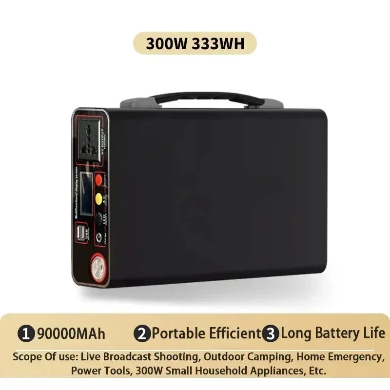 300W 220V 90000Mah Portable Power Station Solar Generator Outdoor Camping Emergency Mobile Power Bank Lifepo4 Backup Battery
