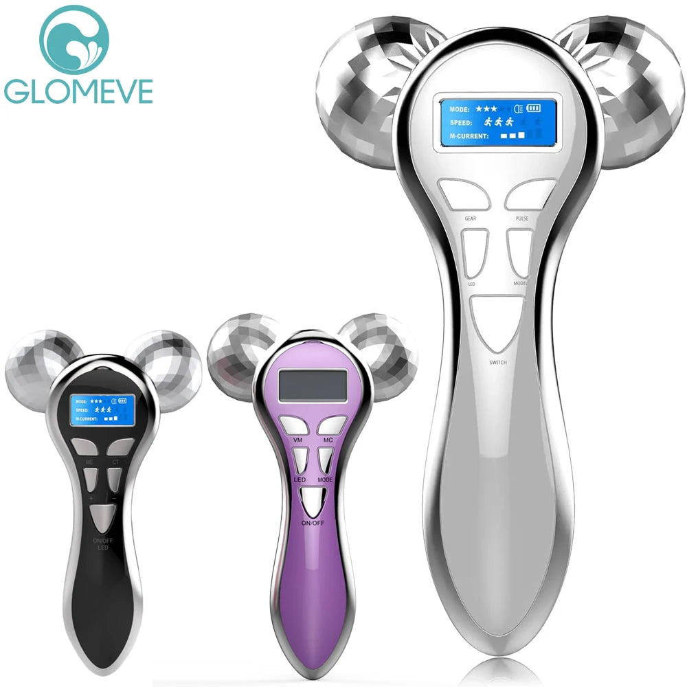 4D EMS Face Massager Roller Microcurrent Vibration Facial V Lifting Massage Devices Beauty Skin Care Tool for Neck Eye Body