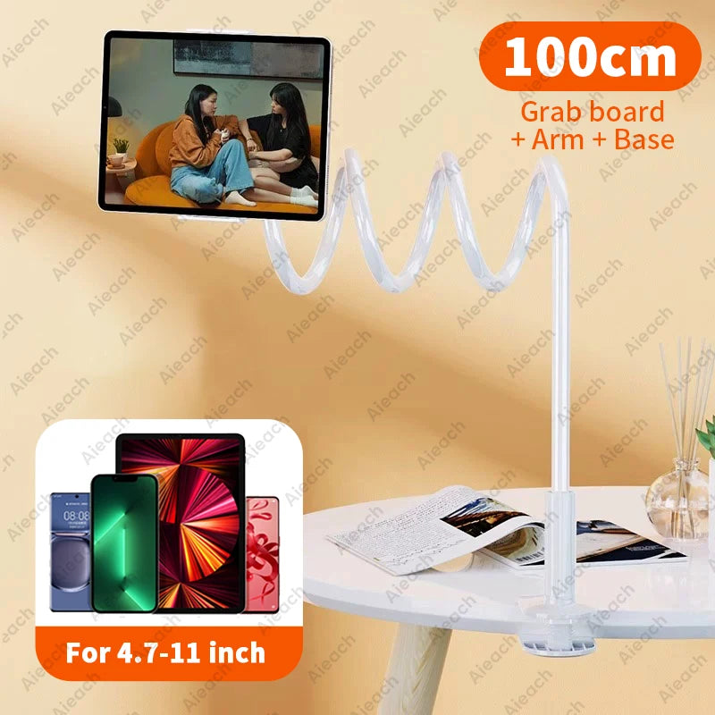 Gooseneck Tablet Stand Holder, Tablet Holder Metal+Abs Adjustable 360° Rotating Arm for 4.7-11" Ipad/Tablets Desk/Bed Mount