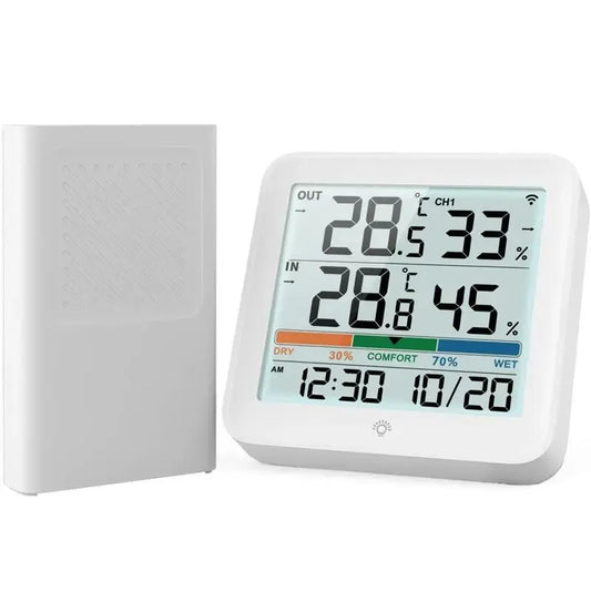Weather Station Indoor Outdoor Wireless Thermometer Hygrometer with 1 Remote Sensor Temperature and Humidity Gauge Meter Monitor