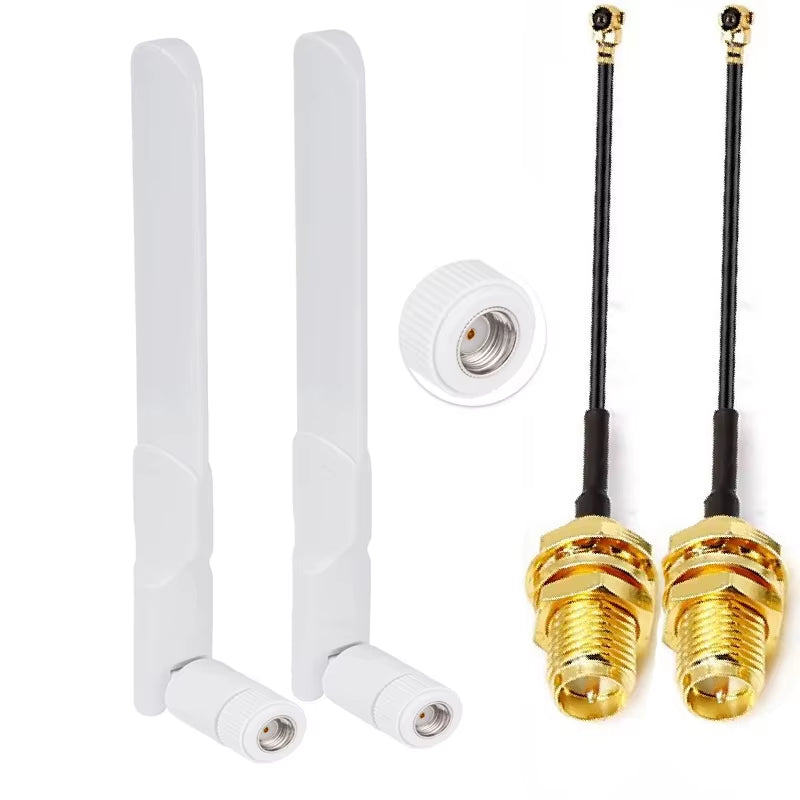 2 X 8Dbi Wifi Antenna 2.4Ghz 5.8Ghz Dual Band RP-SMA Male +2 X 15CM I-P-E-X-1 to RP-SMA Female Pigtail Cable for Wireless Router