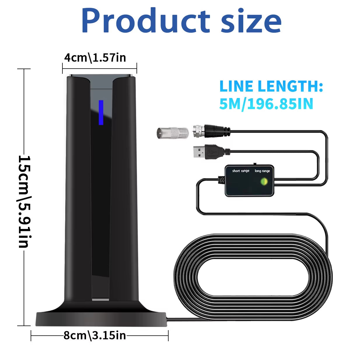 6000 Miles 25DBI Digital Antenna for Smart TV Indoor with 3M-Stick Base, 360°&Long Range Reception 4K 1080P for Local Channels