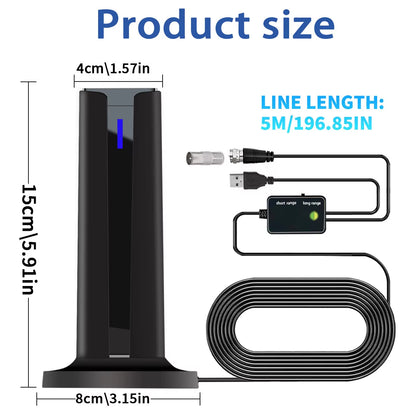 6000 Miles 25DBI Digital Antenna for Smart TV Indoor with 3M-Stick Base, 360°&Long Range Reception 4K 1080P for Local Channels