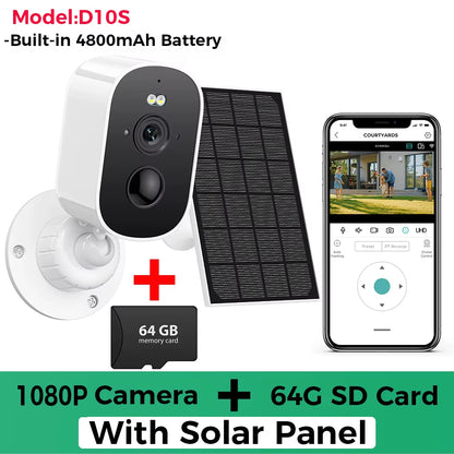 1080P Wifi Camera Solar Outdoor Wireless Battery Powered Bullet Security Camera PIR Motion Alarm Cloud Storage Two Way Audio