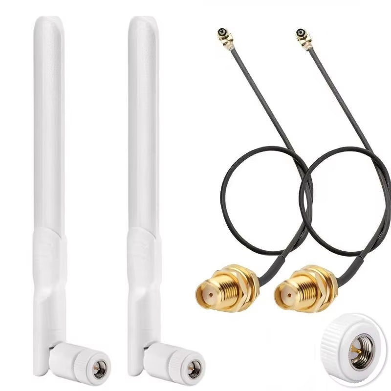 2 X 8Dbi Wifi Antenna 2.4Ghz 5.8Ghz Dual Band RP-SMA Male +2 X 15CM I-P-E-X-1 to RP-SMA Female Pigtail Cable for Wireless Router