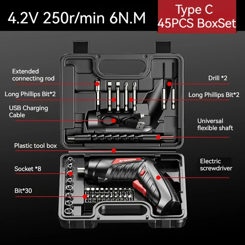 Small and Powerful Battery Screwdriver Rechargeable 4.2V 6Nm 1300Mah 250Rpm Screwdrivers Electric Screw Driver Screwdriver Set
