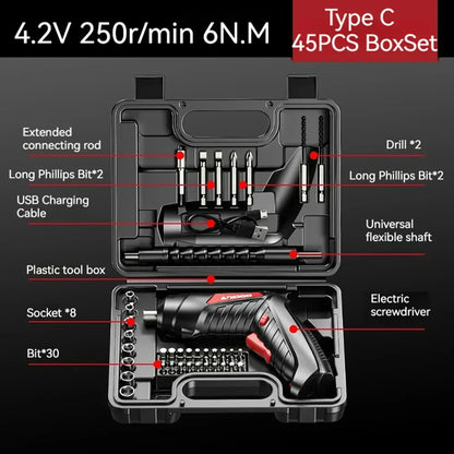 Small and Powerful Battery Screwdriver Rechargeable 4.2V 6Nm 1300Mah 250Rpm Screwdrivers Electric Screw Driver Screwdriver Set