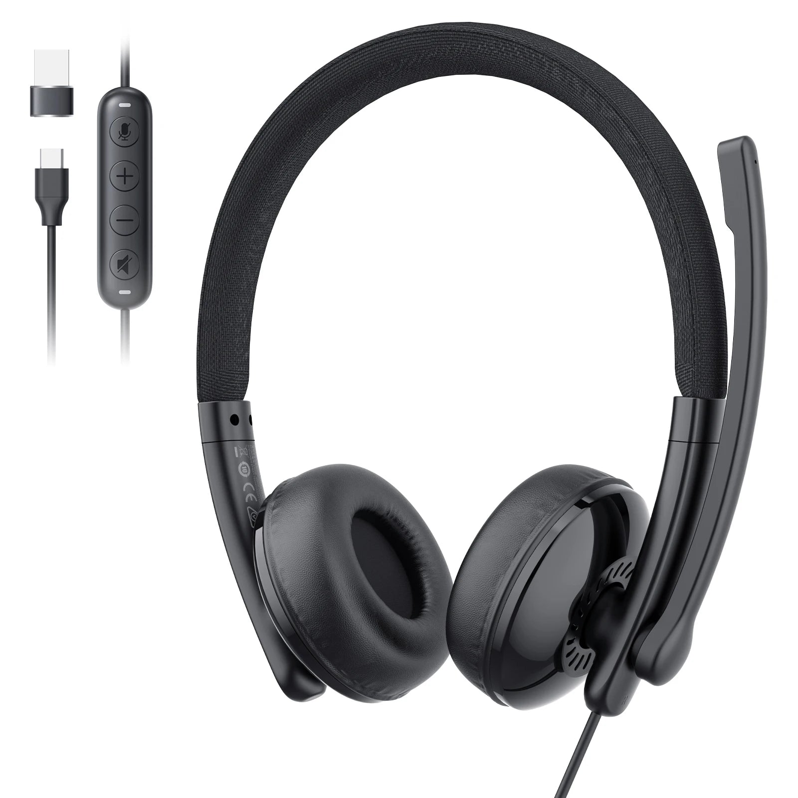 Wired Headset with Microphone Call Center USB Headphones ENC Noise Cancelling Office Cable Earphones for Phone/Pc Computer