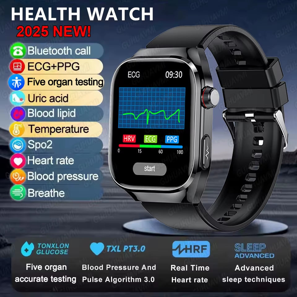 2025New Micro Physical Examination Smart Watch for Men Uric Acid Body Fat Five Organ Health Watches Bluetooth Call Smartbracelet