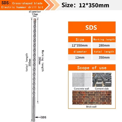 Concrete SDS plus Bit Cross Cutter Head Double Auger Hammer 110 160 210 350 500Mm Wall Brick Block Electric Hammer Masonry Bit