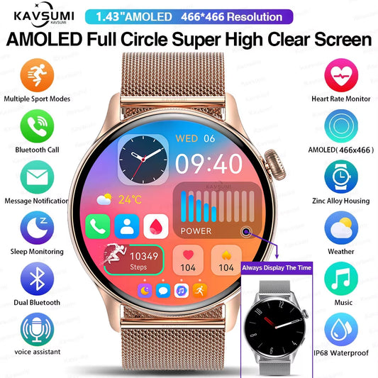 2025 NFC Smart Watch Amoled HD GPS Track Sports Heart Rate Bluetooth Call Waterproof Ladies Women Smartwatch for Huawei Xiaomi
