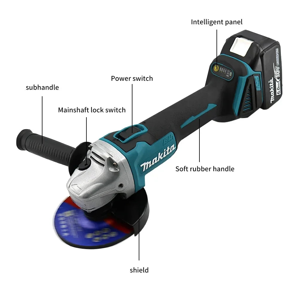 New  DGA404 125Mm Brushless Lithium Electric Angle Grinder 18V Rechargeable Cutting Machine High Power Machine Power Tool