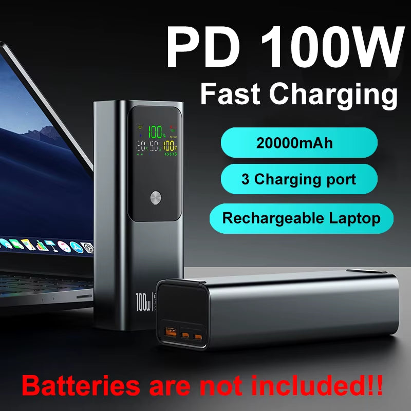 PD100W DIY Battery Charger Case Fast Charging for 4PCS 21700 Polymer 20000Ma Battery Power Bank Box for Macbook Need Welding