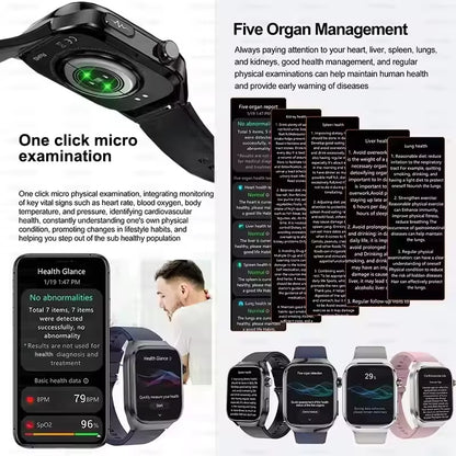 2025New Micro Physical Examination Smart Watch for Men Uric Acid Body Fat Five Organ Health Watches Bluetooth Call Smartbracelet