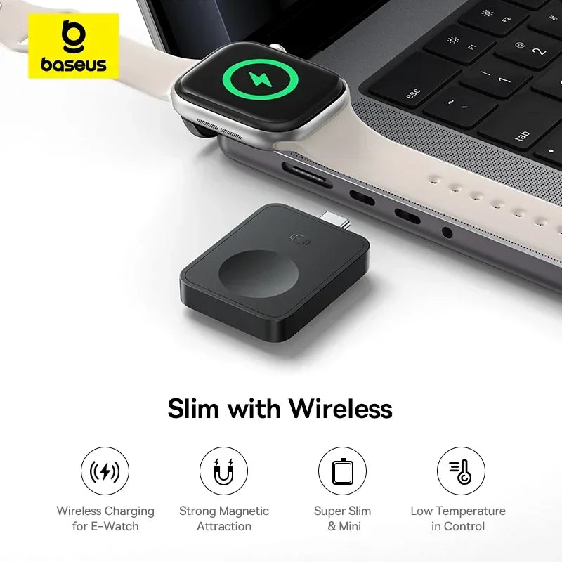 Baseus Magpro Magnetic Wireless Charger for E-Watch 2.5W for Apple Watch S1-S10 Series SE Series Ultra Series