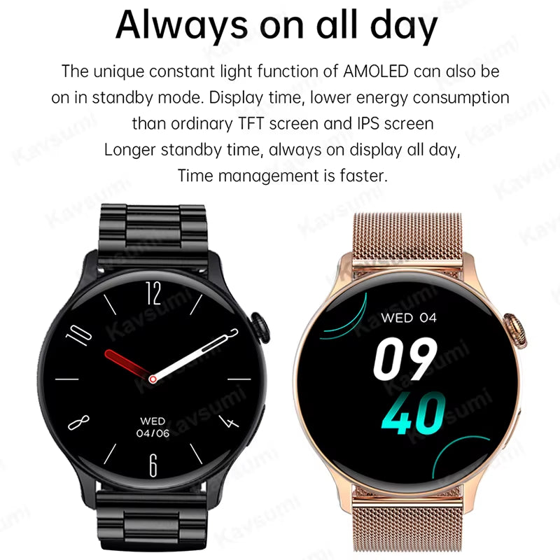2025 NFC Smart Watch Amoled HD GPS Track Sports Heart Rate Bluetooth Call Waterproof Ladies Women Smartwatch for Huawei Xiaomi