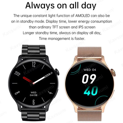 2025 NFC Smart Watch Amoled HD GPS Track Sports Heart Rate Bluetooth Call Waterproof Ladies Women Smartwatch for Huawei Xiaomi