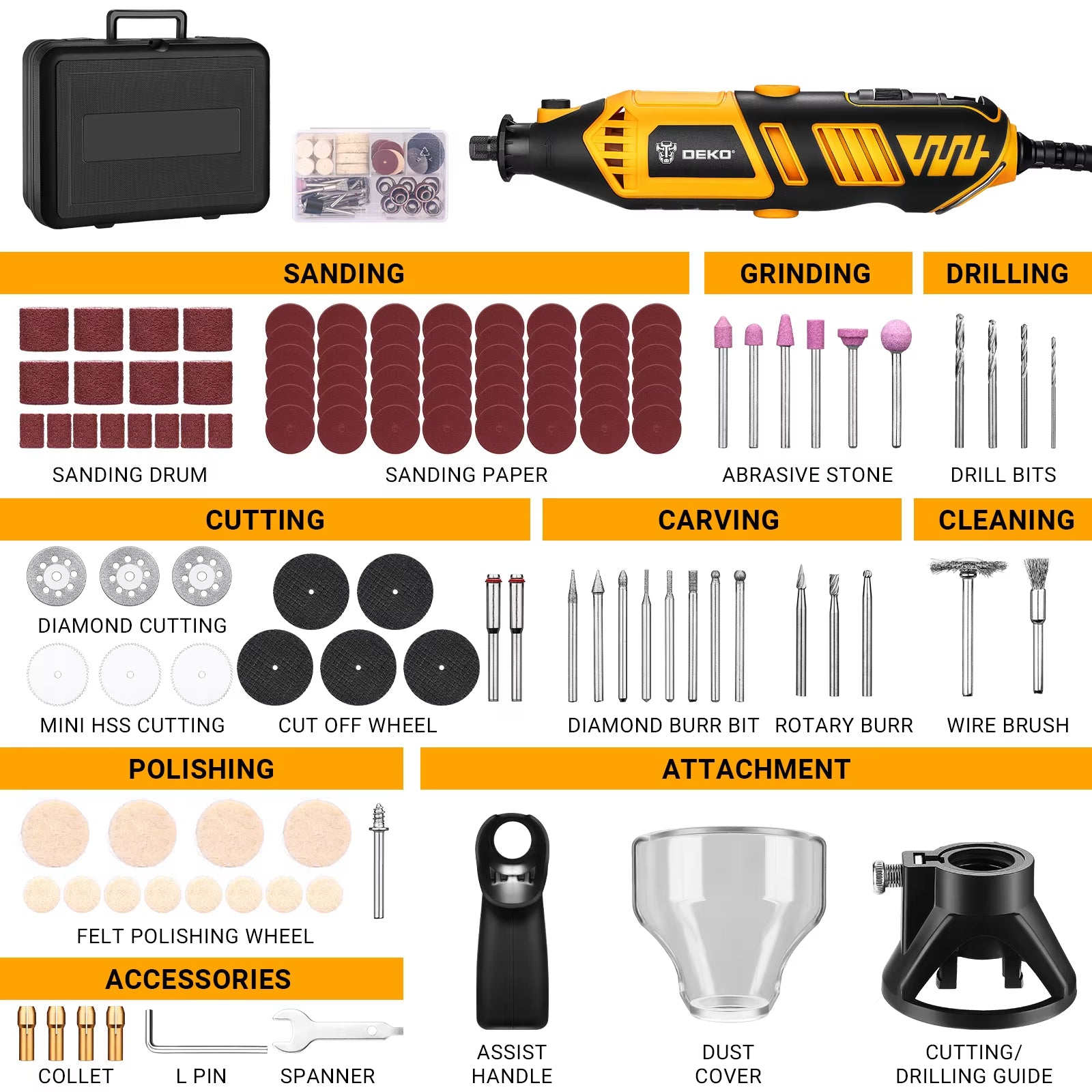 Rotary Tool Kit Power Hand Rotary Tools Mini for Wood/Metal, Electric Grinder Drill Machine