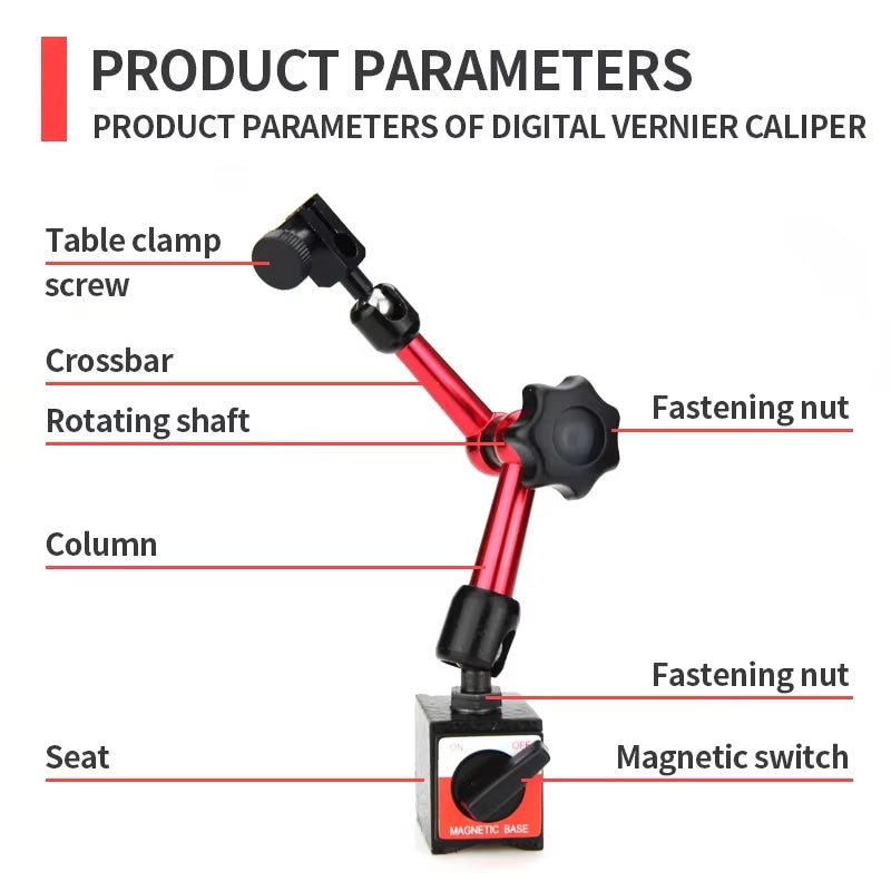 Lever Dial Indicator Magnetic Holder Measuring Probes Indicator Stand Magnetic Base Comparator Watch Tools Micrometer Dial Gauge