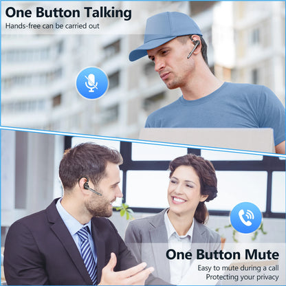 M53 Bluetooth Headset Wireless Headphone Dual-Mic Mute Noise Cancelling Earpiece Handsfree Earphones for Driver Office