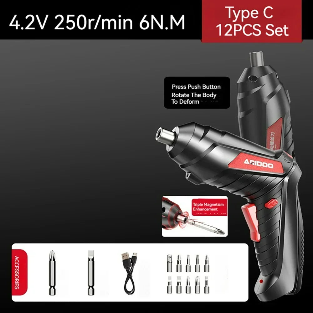 Small and Powerful Battery Screwdriver Rechargeable 4.2V 6Nm 1300Mah 250Rpm Screwdrivers Electric Screw Driver Screwdriver Set