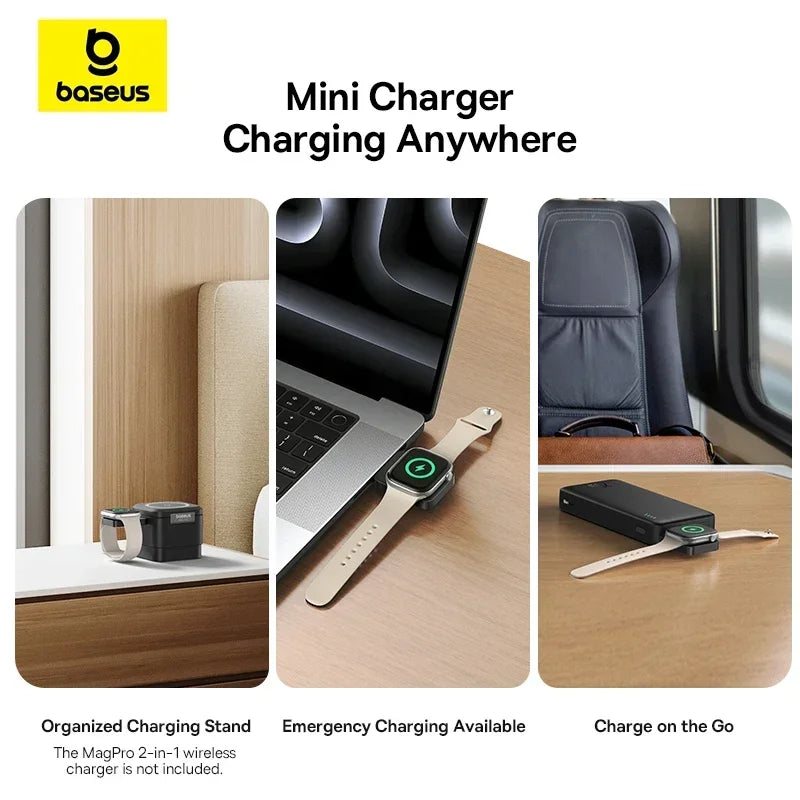 Baseus Magpro Magnetic Wireless Charger for E-Watch 2.5W for Apple Watch S1-S10 Series SE Series Ultra Series