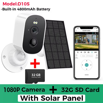 1080P Wifi Camera Solar Outdoor Wireless Battery Powered Bullet Security Camera PIR Motion Alarm Cloud Storage Two Way Audio