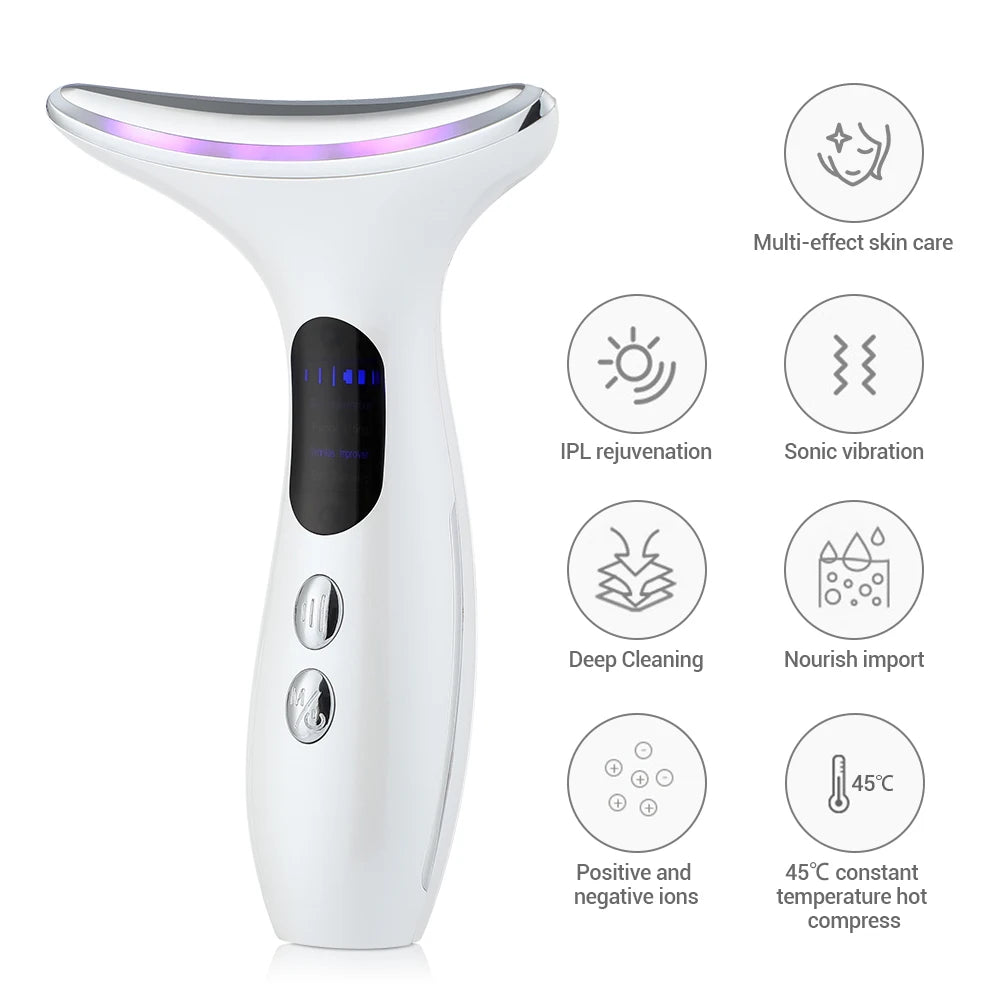 7In1 Face Lift Device EMS RF Microcurrent Skin Rejuvenation Facial Massager + 3Color Neck Face Beauty Device Removal Double Chin
