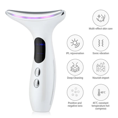 7In1 Face Lift Device EMS RF Microcurrent Skin Rejuvenation Facial Massager + 3Color Neck Face Beauty Device Removal Double Chin