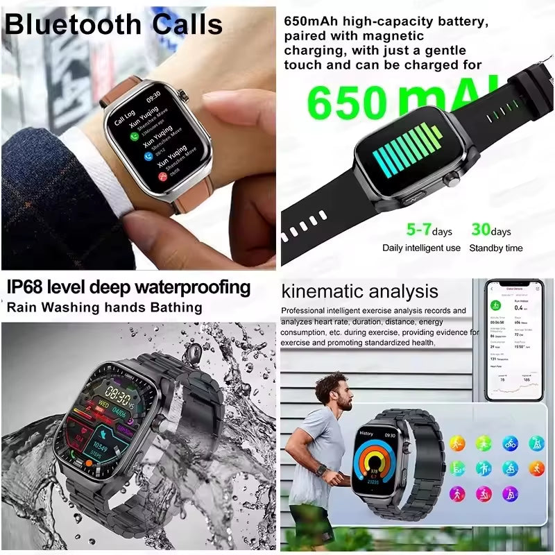 2025New Micro Physical Examination Smart Watch for Men Uric Acid Body Fat Five Organ Health Watches Bluetooth Call Smartbracelet