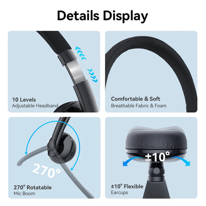 Wired Headset with Microphone Call Center USB Headphones ENC Noise Cancelling Office Cable Earphones for Phone/Pc Computer