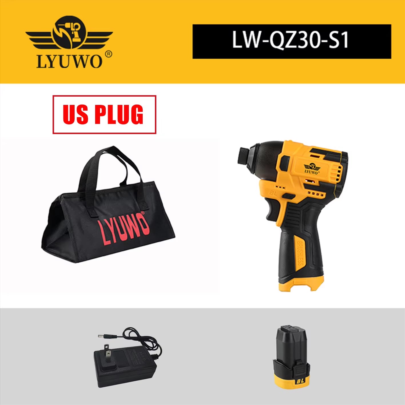 LYUWO 16.8V Electric Drill Driver 140N. M Impact Wireless Drill Bit Household Multifunctional Electric Screwdriver Tool