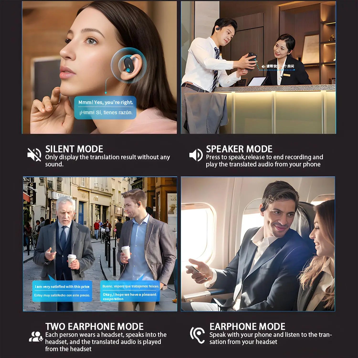 2025New AI Translator Earbuds Real-Time 2-Way 144+ Languages, Bluetooth 5.4, Wireless for Travel/Business/Learning , Ios/Android