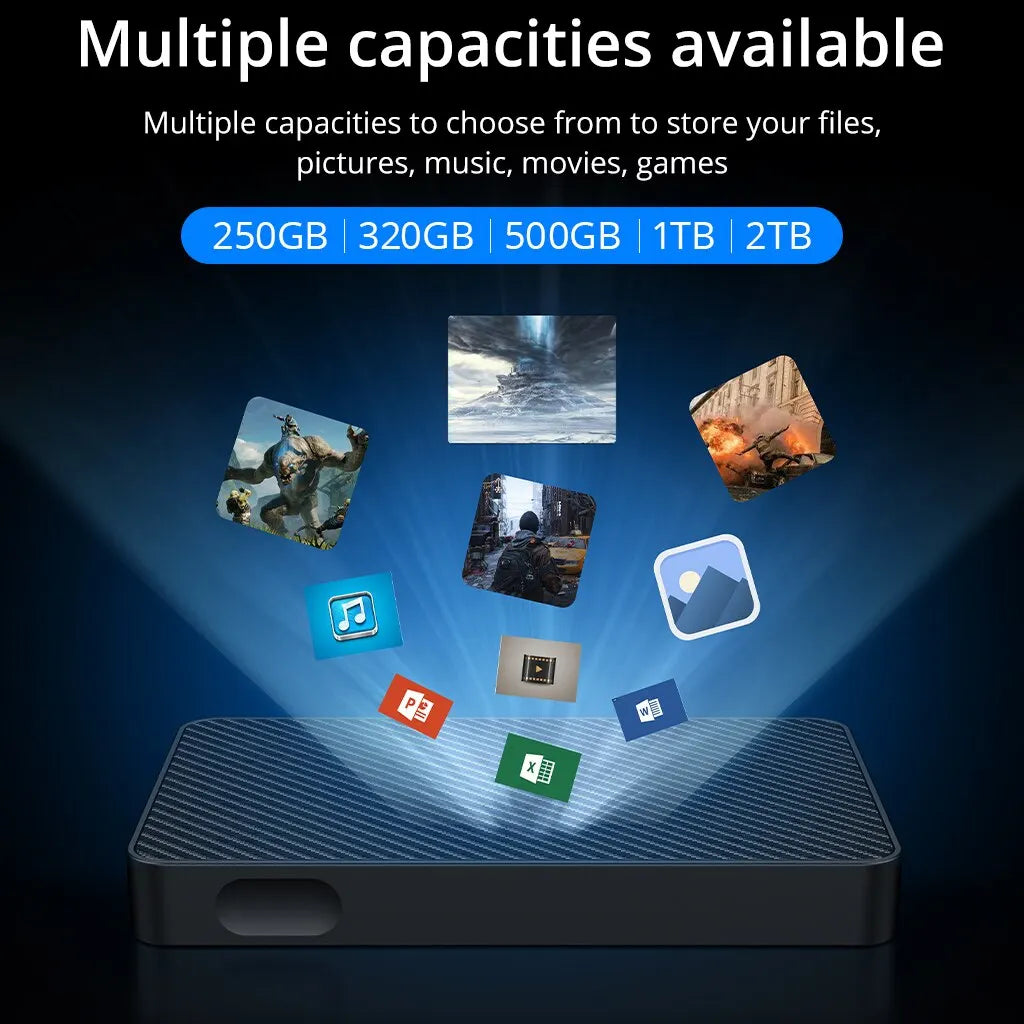 External Hard Drive 2.5 Portable Hard Drive HDD 250GB 320GB 500GB 1TB USB3.0 for Desktop PC Laptops Gaming Consoles TV PS5 Xbox
