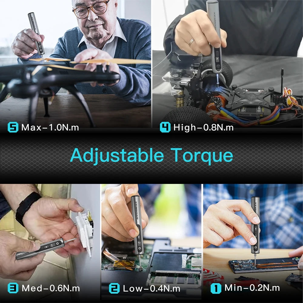 M1 Electric Screwdrivers Set Precision Magnetic Bits 5-Gear Adjustable Torque Rechargeable Cordless Screwdriver New
