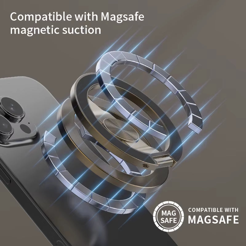For Magsafe Phone Grip Stand 3-In-1 Magnetic Finger Ring Holder Double-Sided Magnetic Phone Stand for Iphone 17 16 15 14 13 12